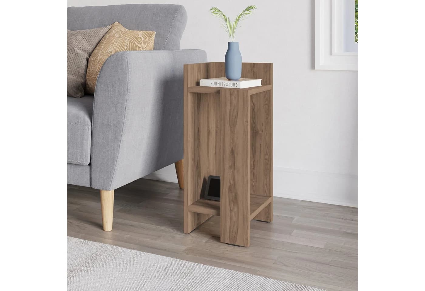 Decortie Nachttisch Elos Modern Braun Versenkbare Tür - Bild 5