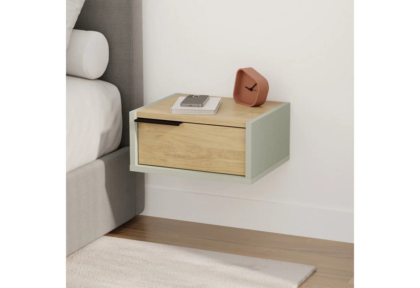 Decortie Nachttisch Eco schwebend Esche Grün-Eiche - Bild 2