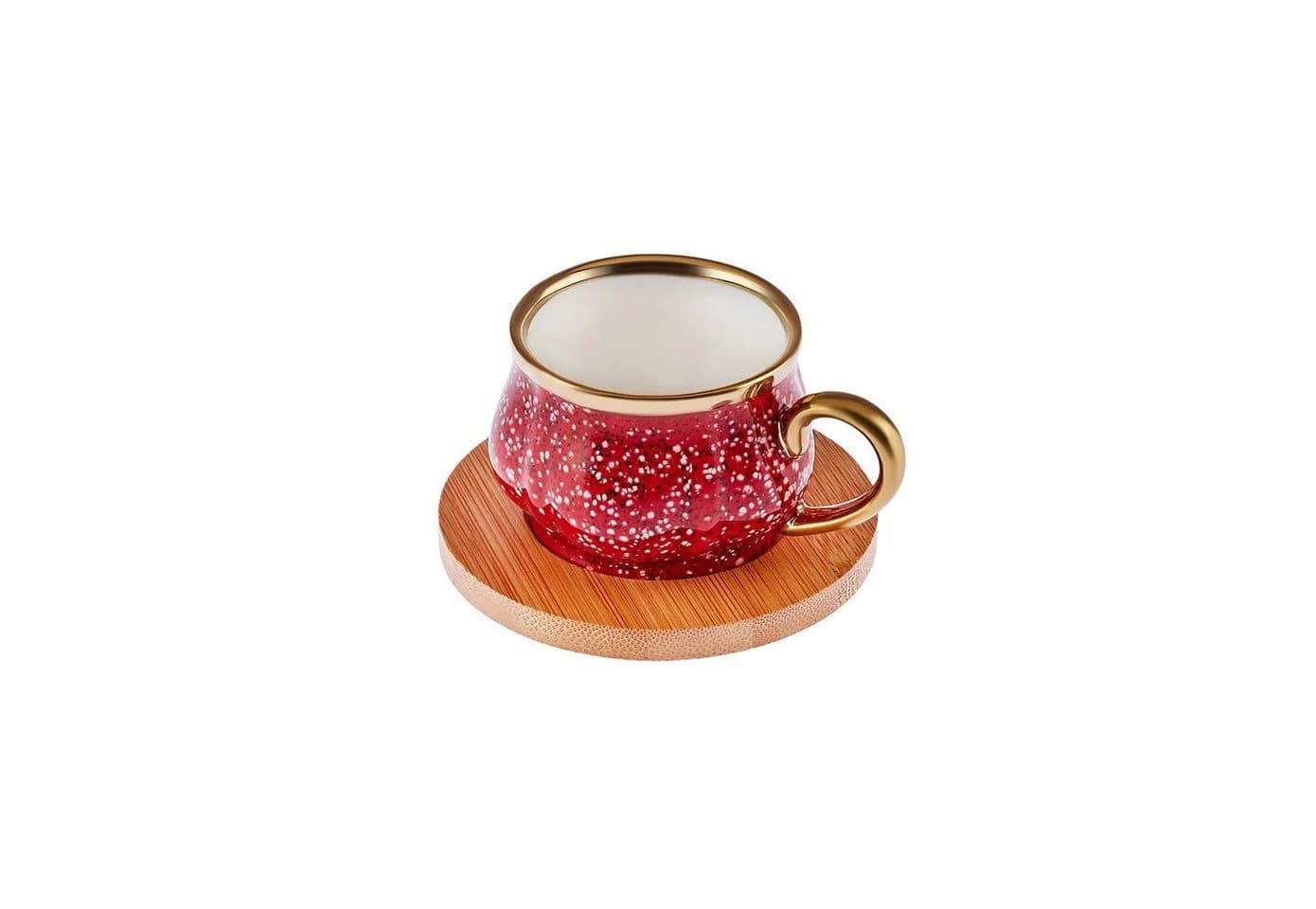 Karaca Kaffeeservice Bambus Tablett 6-tlg. Rot - Bild 5