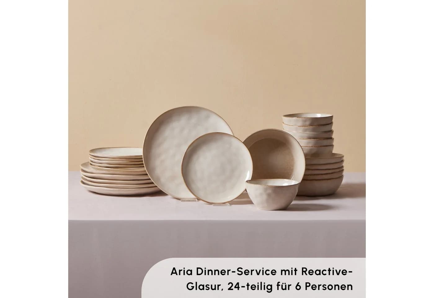 Karaca Aria Beige Geschirr-Set 24-tlg. Steinzeug Reactive Glasur - Bild 4