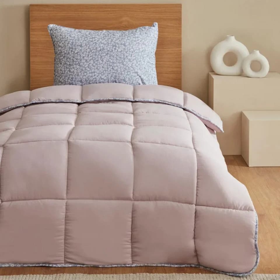 Karaca Dexie Bettdecke Set Rosa Floral 155x220 cm mit Kissenbezug