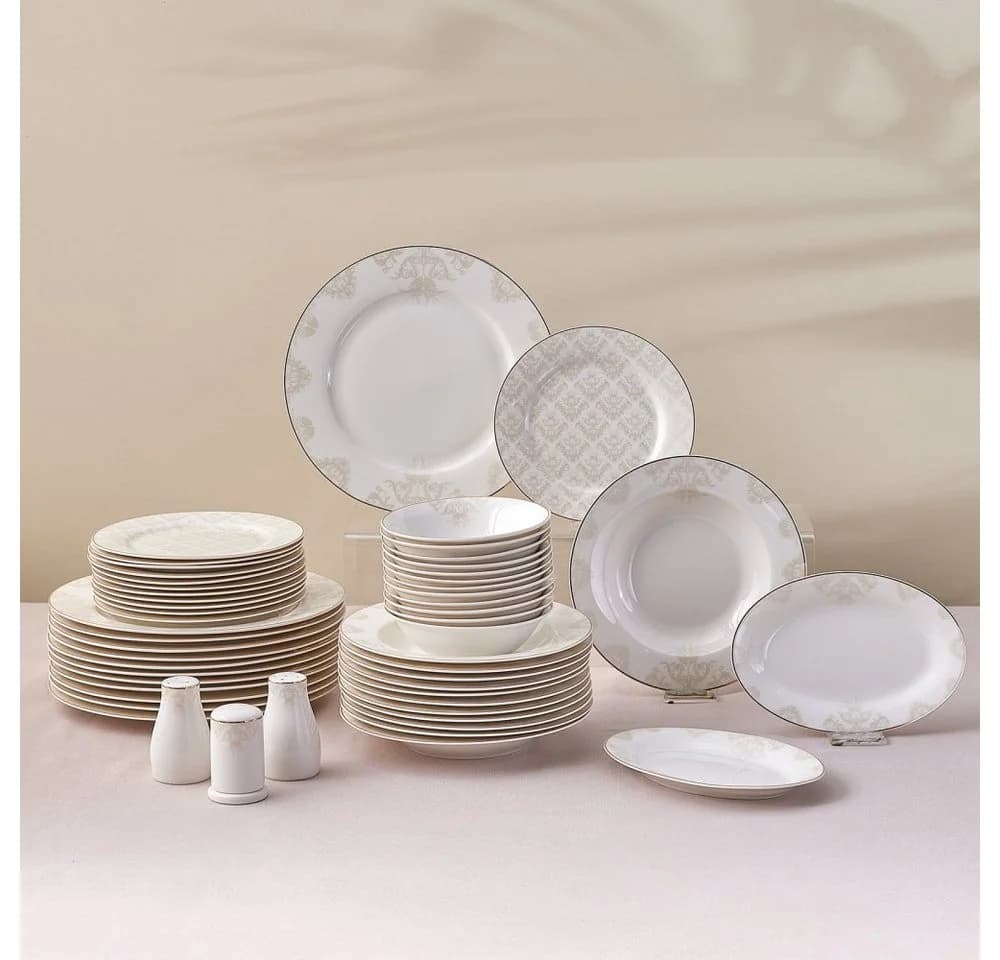 Karaca Elegance Bone Siena 53-teiliges Geschirrset 12 Personen Gold/Weiß - Bild 2