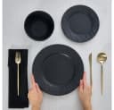 Karaca Geschirr-Set Solem Embossed 18-tlg. Schwarz Steinzeug Bild 4