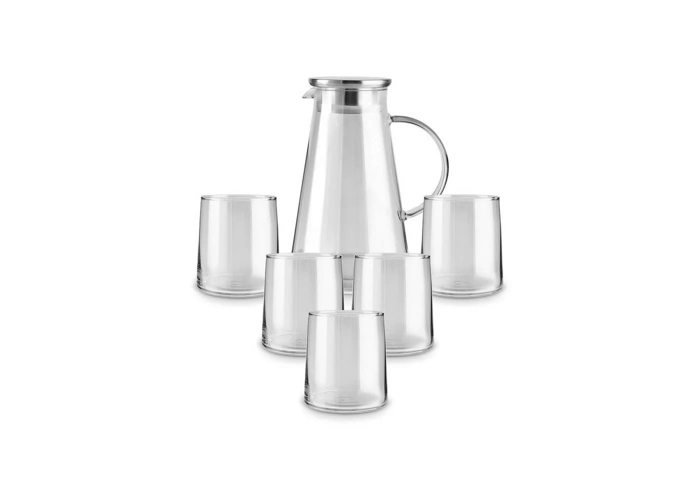 Karaca Serene 7-teiliges Glas-Trinkglas-Set Anthrazit mit Karaffe
