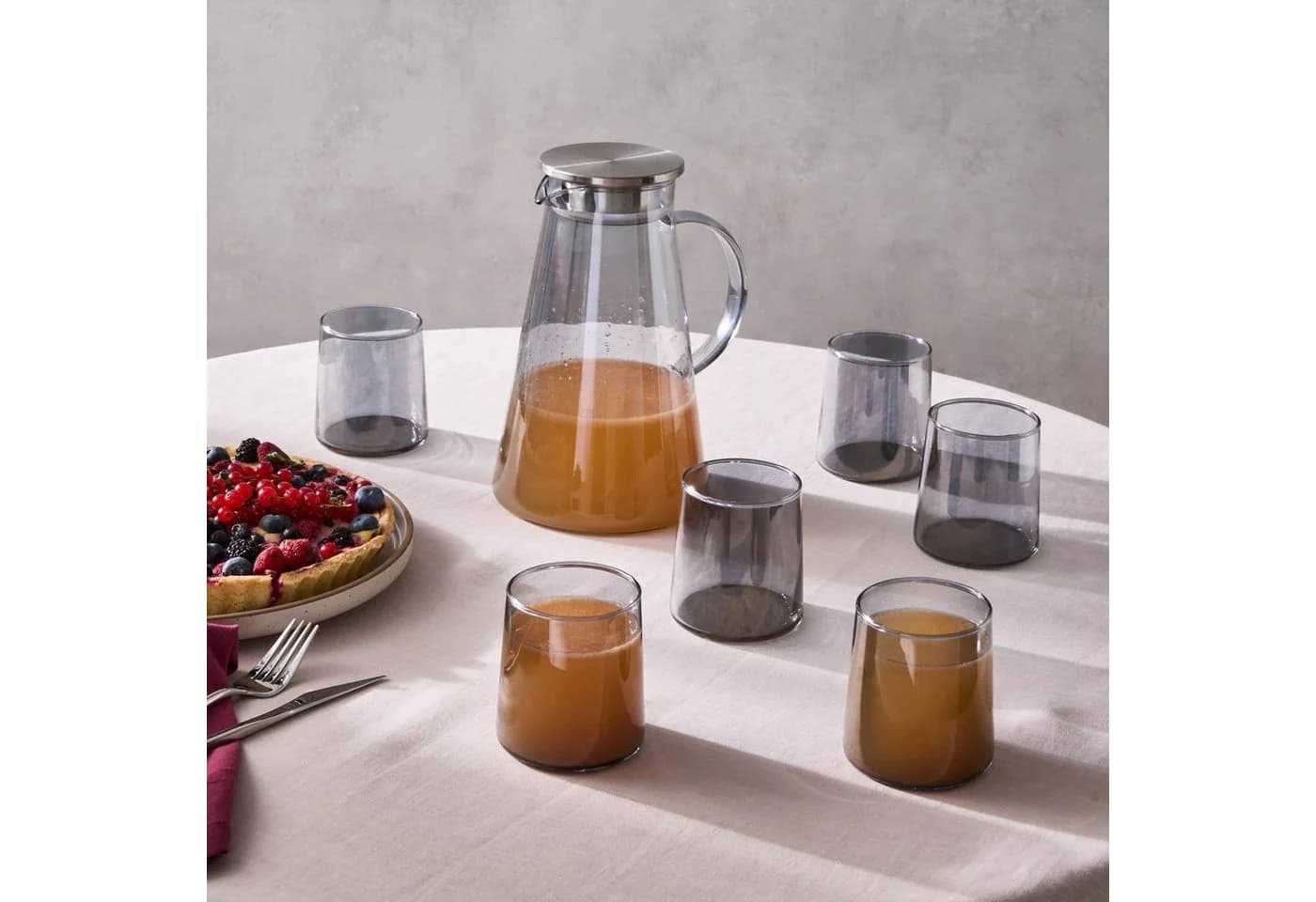 Karaca Serene 7-teiliges Glas-Trinkglas-Set Anthrazit mit Karaffe - Bild 2