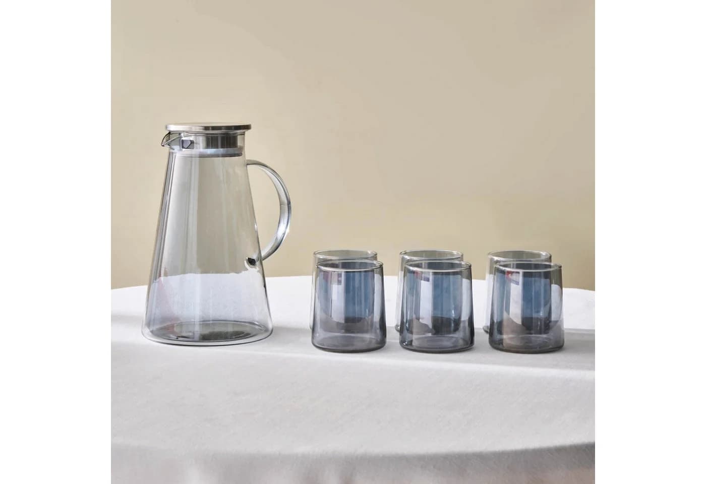 Karaca Serene 7-teiliges Glas-Trinkglas-Set Anthrazit mit Karaffe - Bild 5