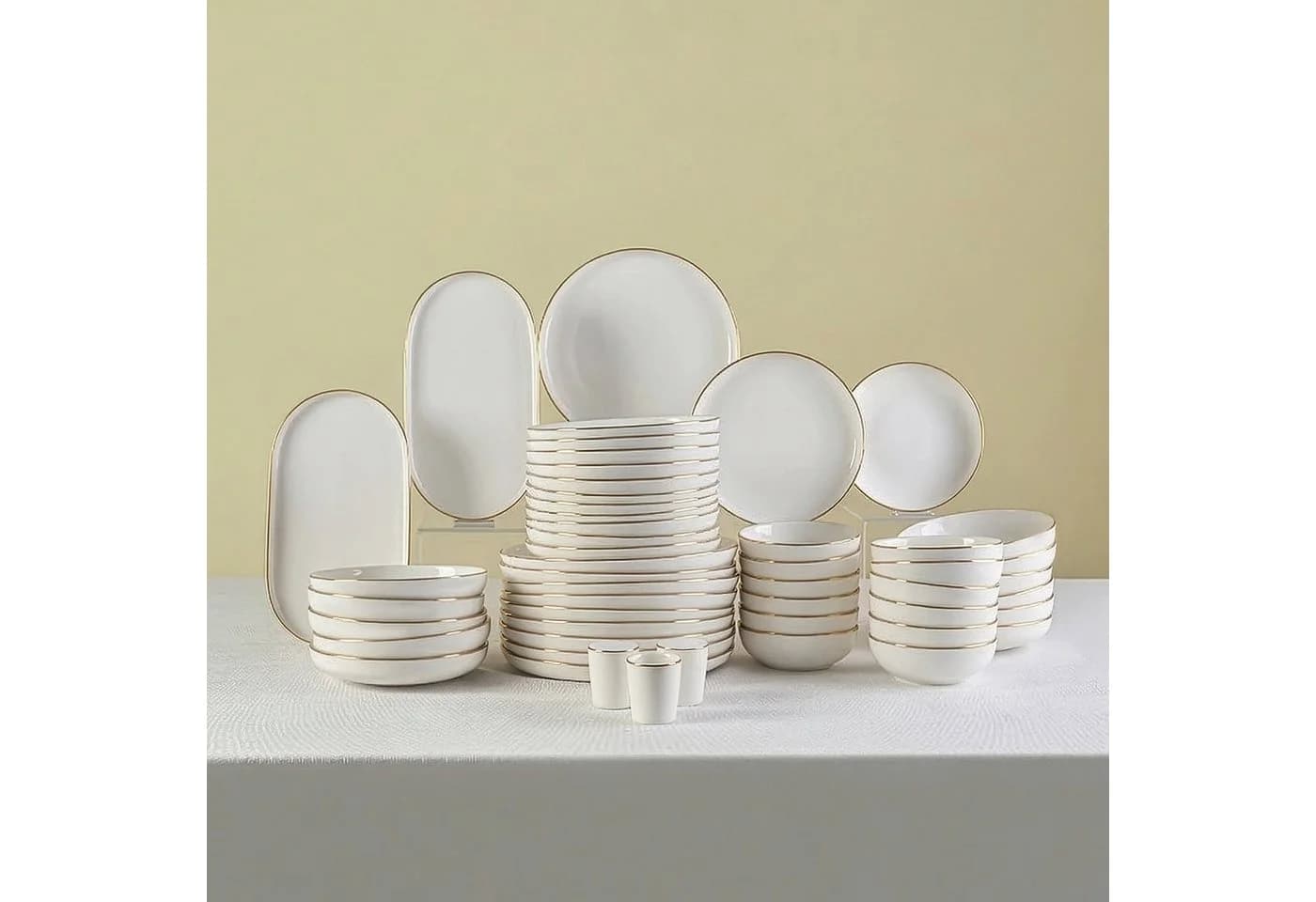 Karaca Geschirr-Set Stream Bone New Saturn 53-teilig Gold