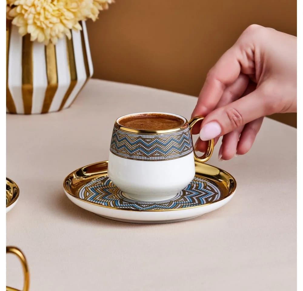 Karaca Kaffeeservice Suadiye 12-tlg. 90ml Porzellan Blau - Bild 5