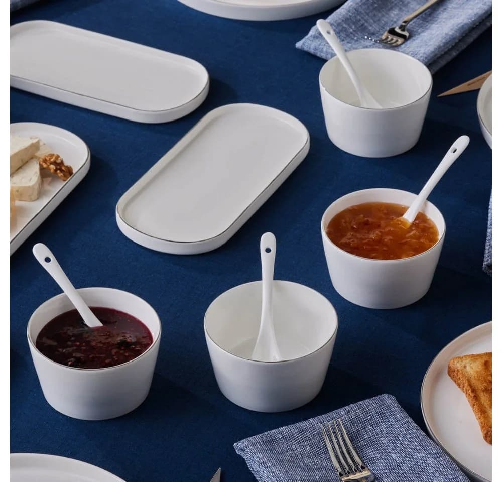 Karaca Frühstücksteller Forever Bone Bomo 22-teiliges Geschirr-Set Platin - Bild 4