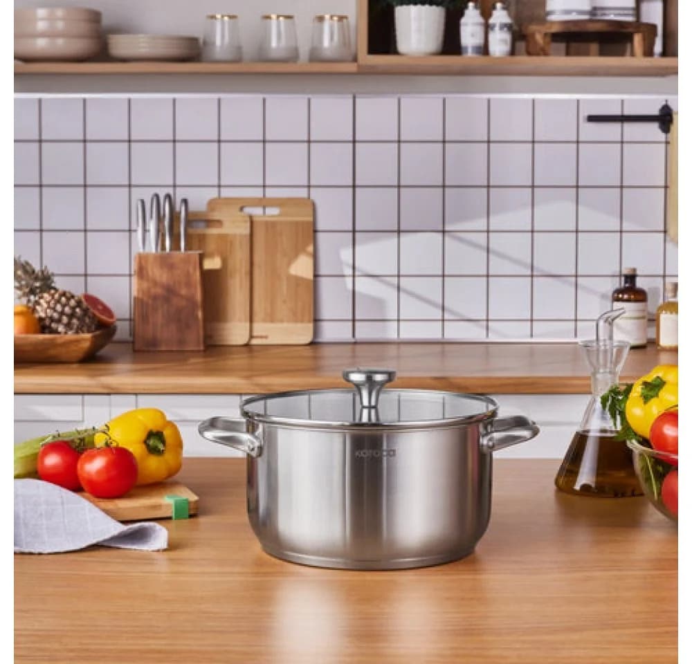 Karaca Elite Edelstahl-Kochtopf mit Deckel 24 cm Silber - Bild 2