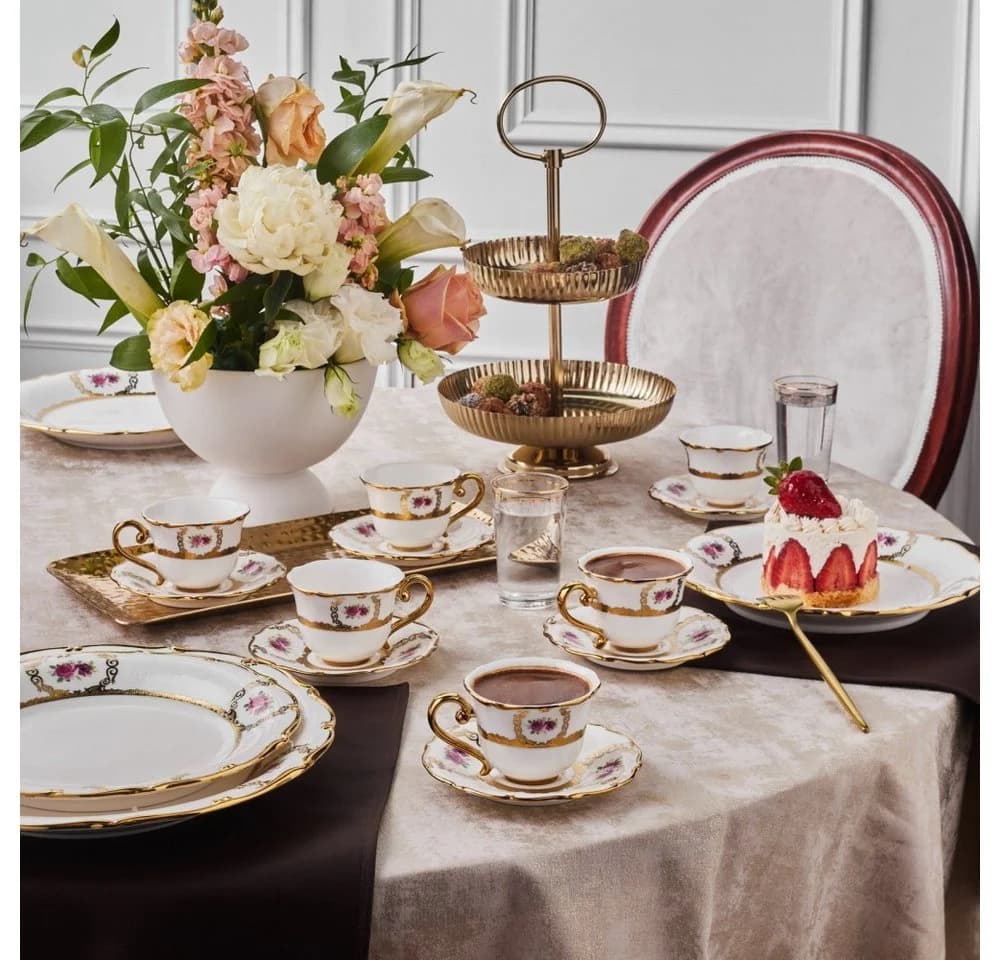 Karaca Royal Bone Elizabeth Kaffeeservice 12-tlg. Bone Porzellan Gold - Bild 2