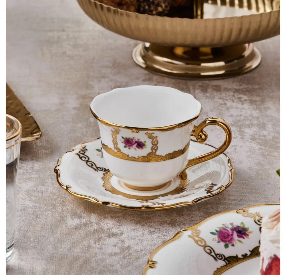 Karaca Royal Bone Elizabeth Kaffeeservice 12-tlg. Bone Porzellan Gold - Bild 5
