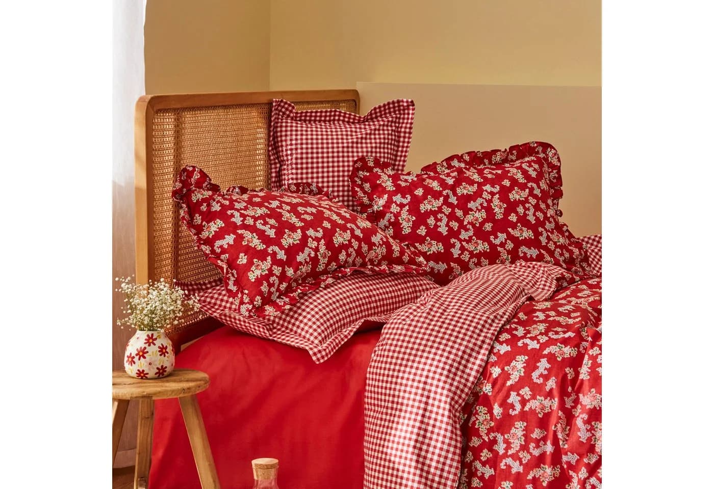 Karaca Home Carlo Doppel Bettbezug Set 100% Baumwolle Rot