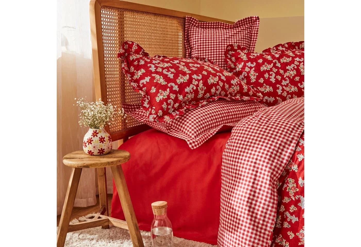 Karaca Home Carlo Doppel Bettbezug Set 100% Baumwolle Rot - Bild 3