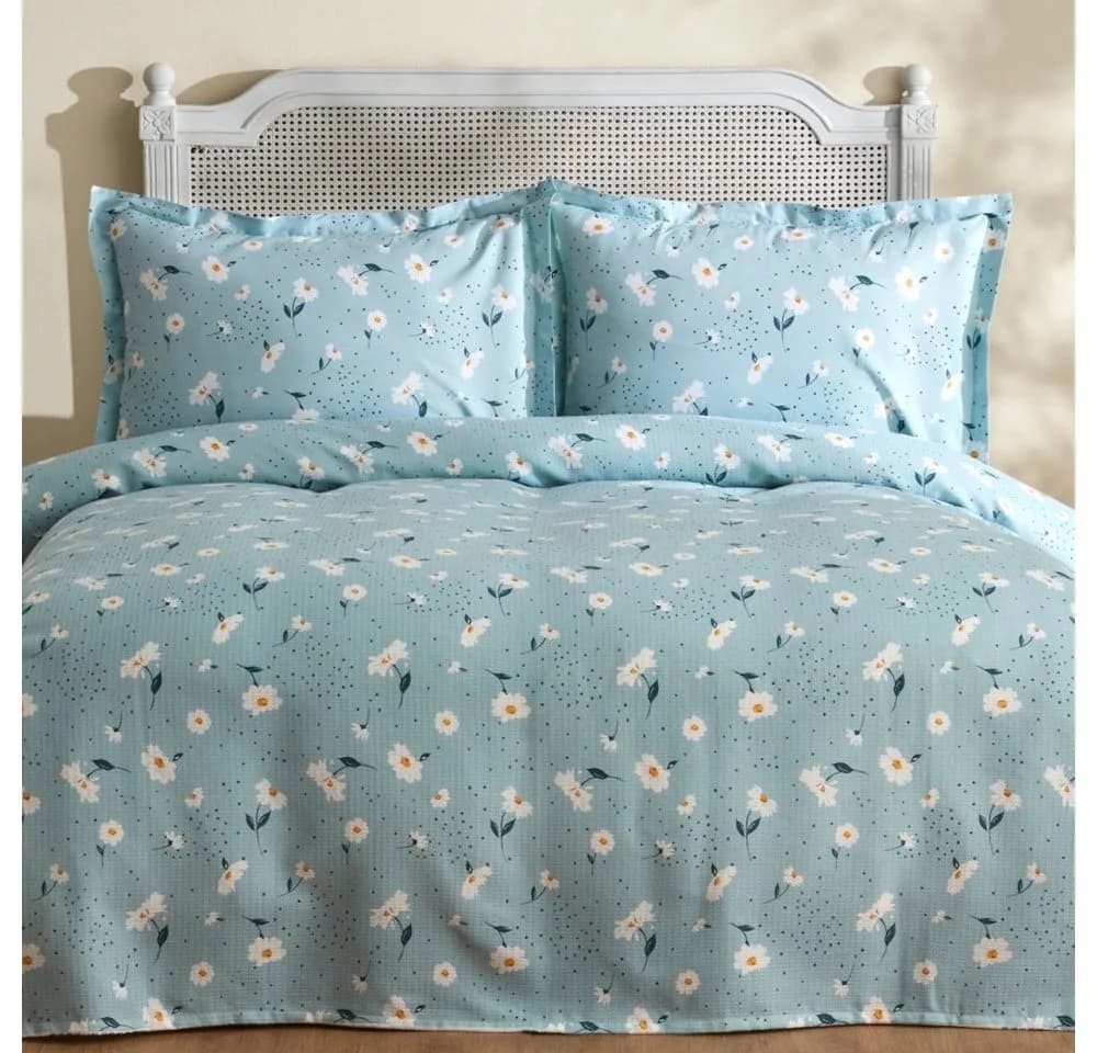 Karaca Daisy Bettwäsche-Set 100% Baumwolle Mintgrün Doppelbett - Bild 2