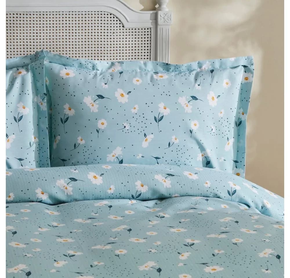 Karaca Daisy Bettwäsche-Set 100% Baumwolle Mintgrün Doppelbett - Bild 4