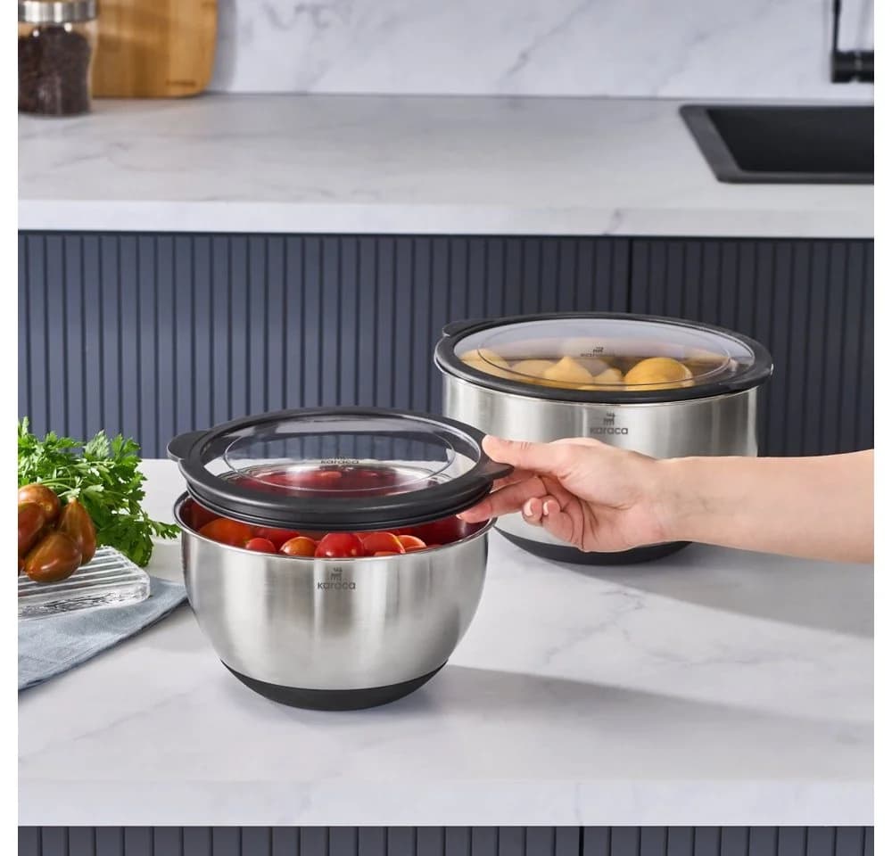 Karaca Mixmaster 2-teiliges Vorratsdosen-Set Edelstahl Inox