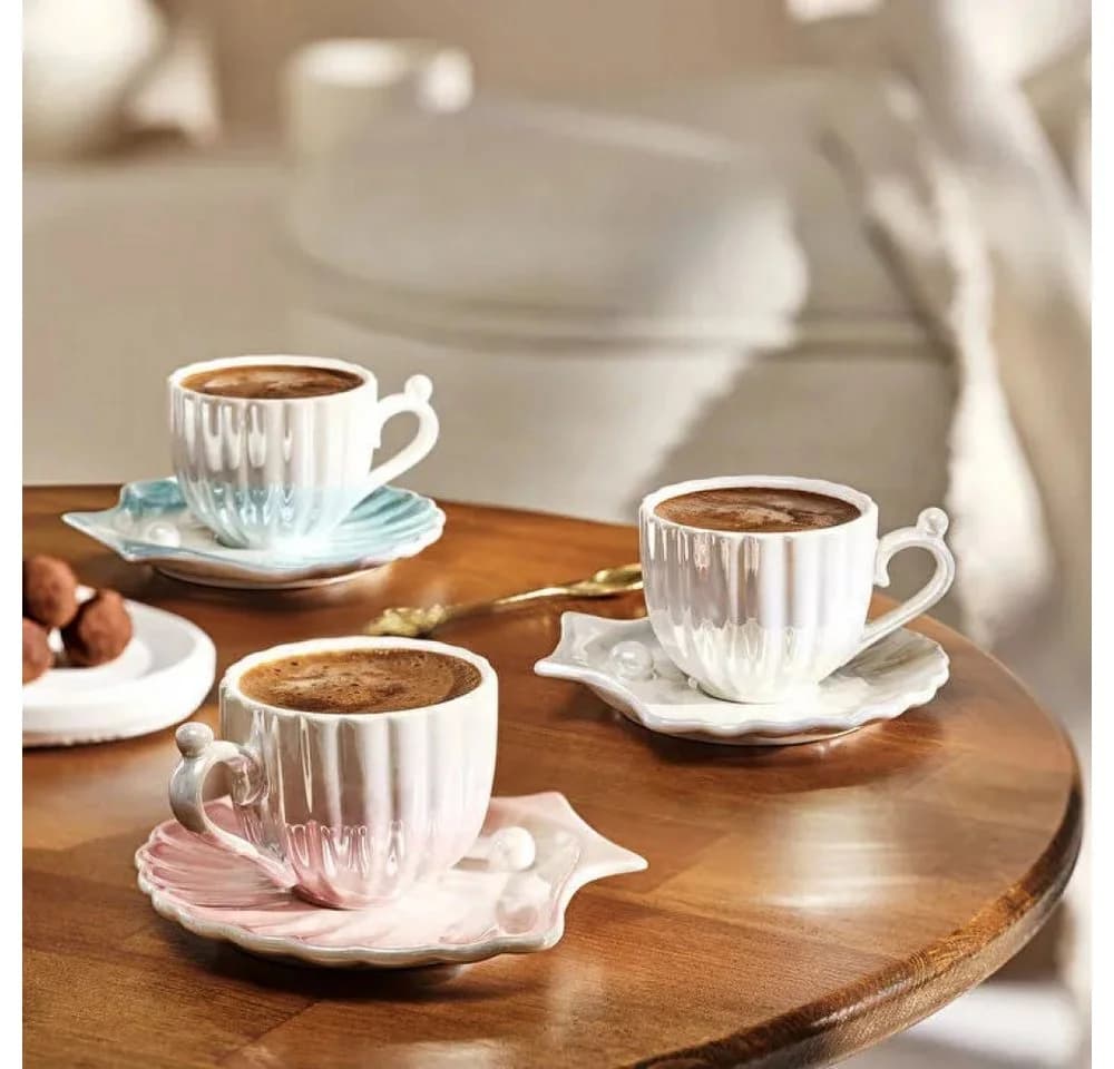 Karaca Auster Kaffeeservice 2-tlg. Weiß Porzellan