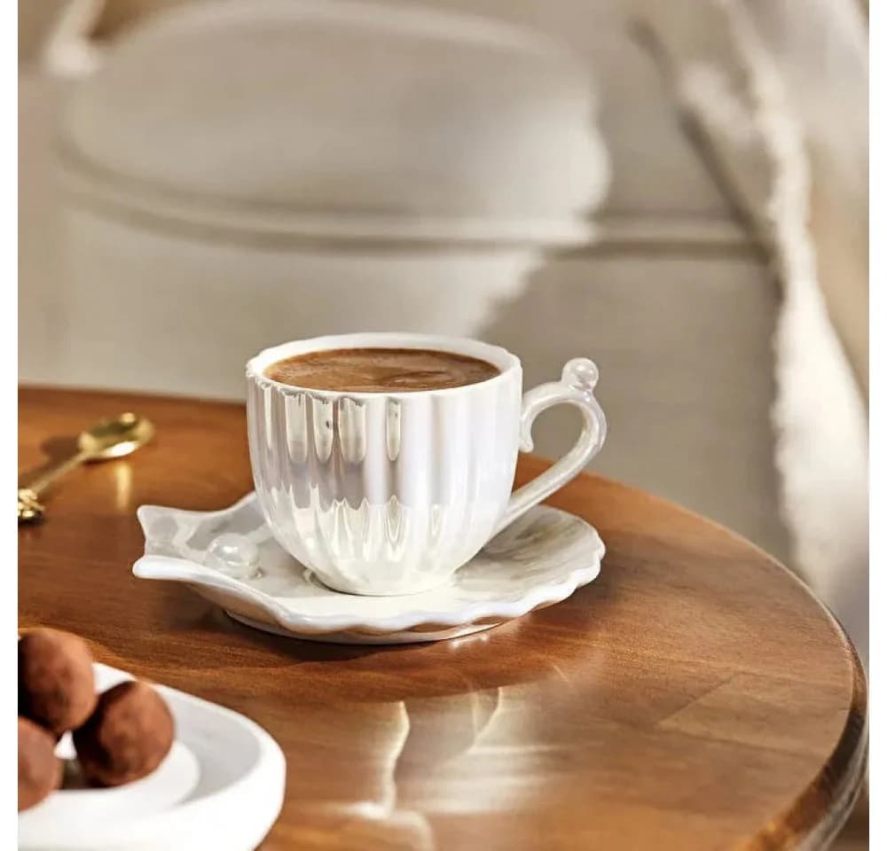 Karaca Auster Kaffeeservice 2-tlg. Weiß Porzellan - Bild 2