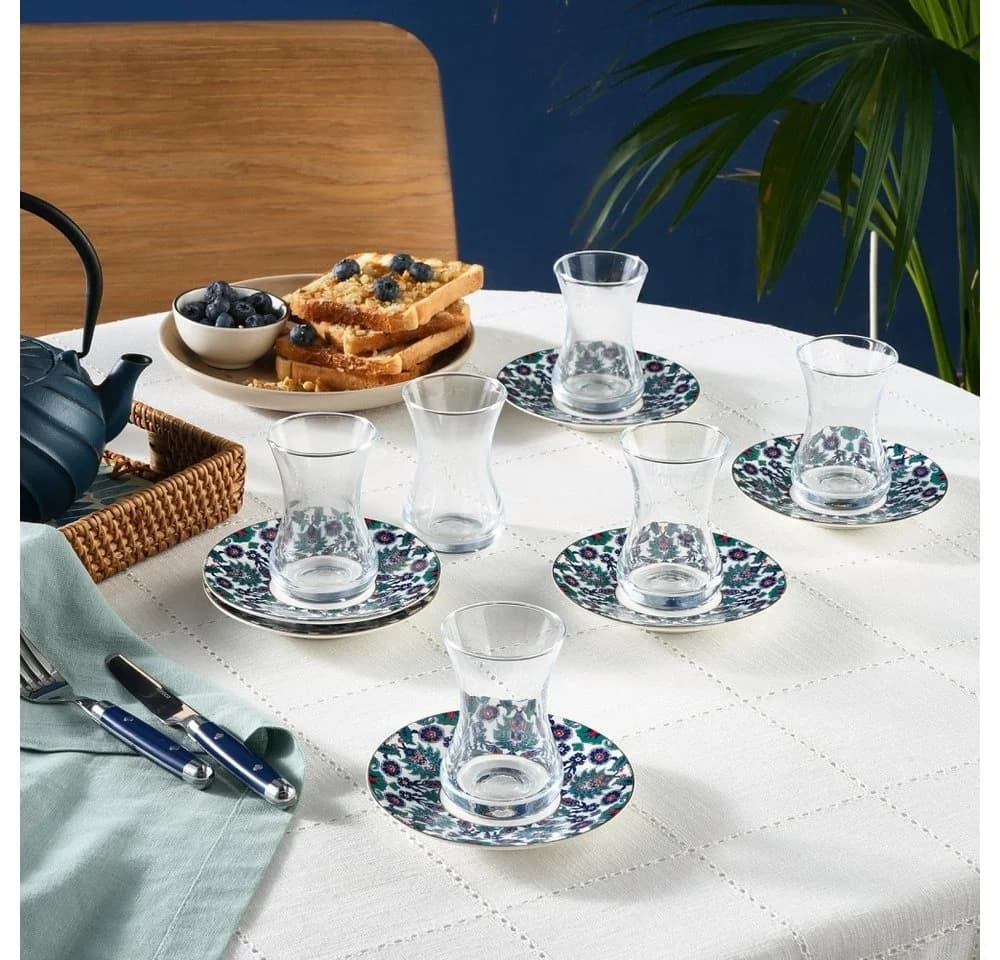Karaca Edirne Türkisches Teeset 12-tlg. Bunt Glas & Bone China - Bild 3