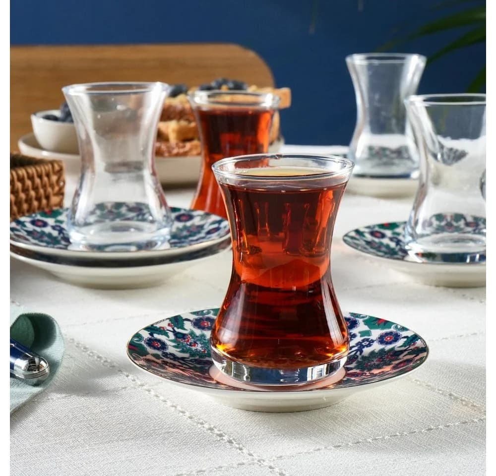 Karaca Edirne Türkisches Teeset 12-tlg. Bunt Glas & Bone China - Bild 5