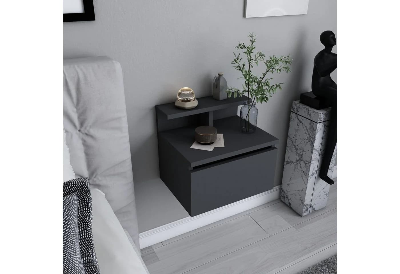 Skye Decor Nachtkonsole Anthrazit Melaminbeschichtete Spanplatte