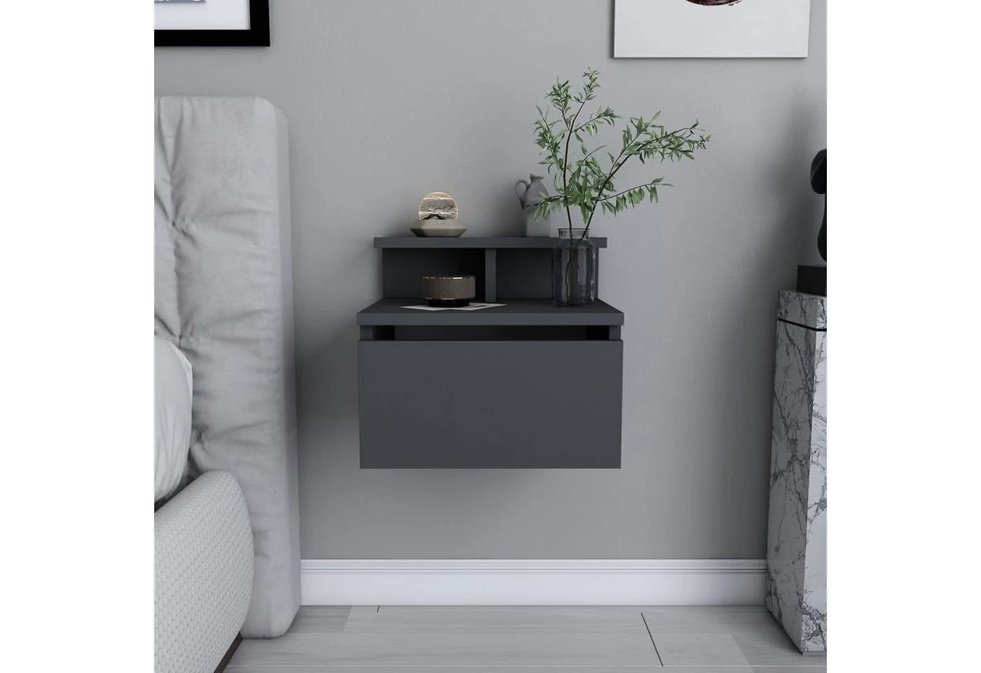 Skye Decor Nachtkonsole Anthrazit Melaminbeschichtete Spanplatte - Bild 2