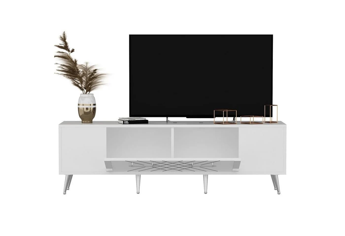 Skye Decor TV-Schrank Weiß Silber Argyle Design - Bild 5