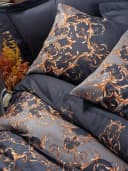 L'Essentiel Maison Bettdecke + Kopfkissen 100% Cotton Satin Dunkelblau Gold Bild 1