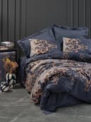 L'Essentiel Maison Bettdecke + Kopfkissen 100% Cotton Satin Dunkelblau Gold Bild 2