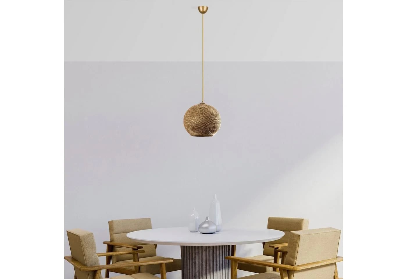 Opviq Handmade Jute Kronleuchter Gold Braun