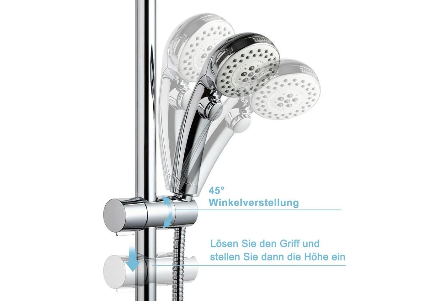 FOUORTUNATE-BEE Brausehalter Halterung Verstellbar 18-25 mm Silber - Bild 4