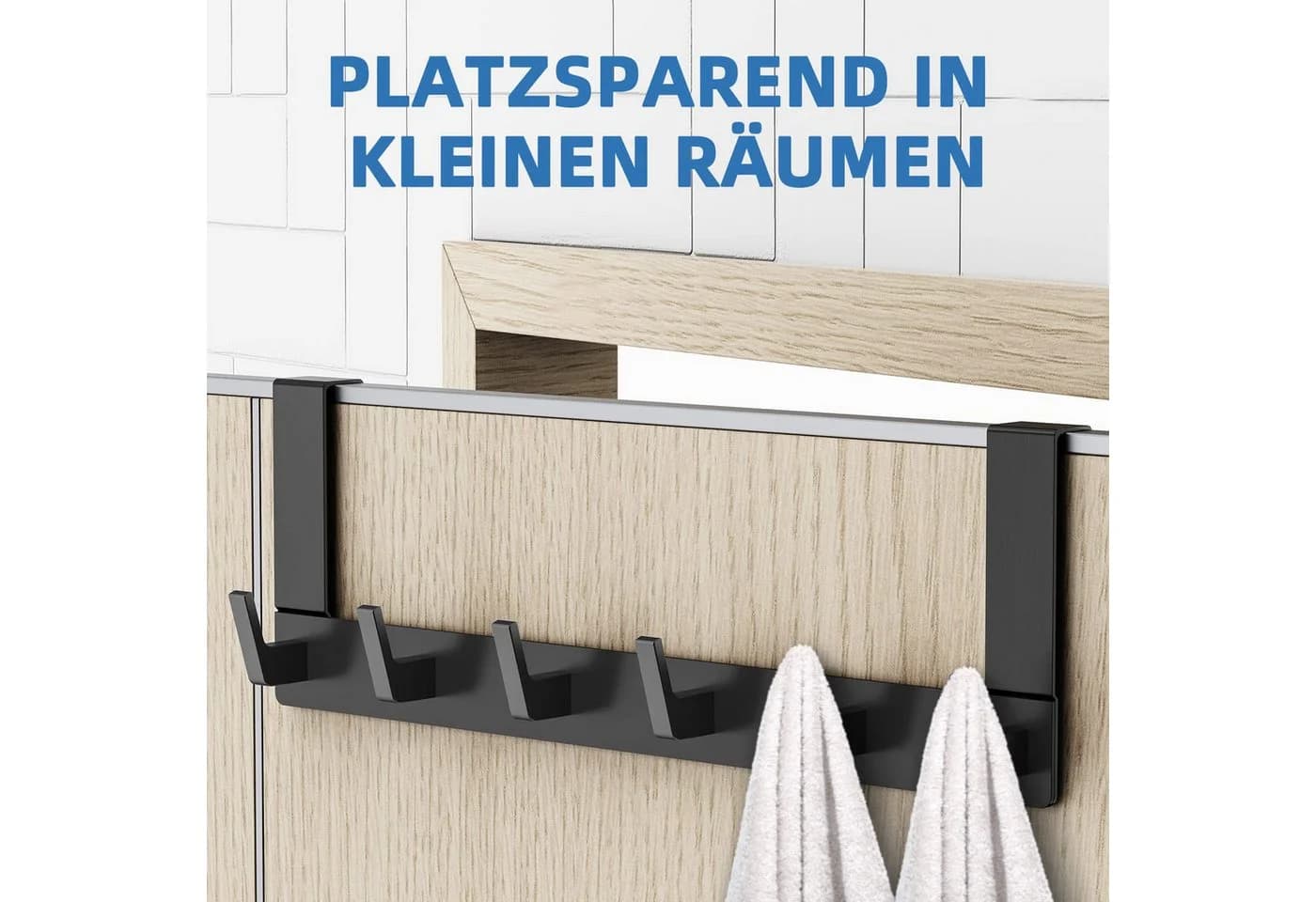 FOUORTUNATE-BEE Türhaken 6 Haken Schwarz Ohne Bohren