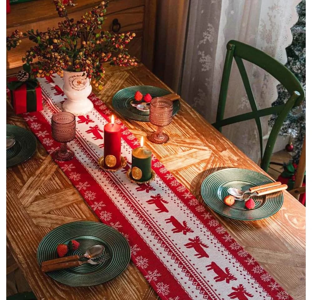 FOUORTUNATE-BEE Tischläufer Weihnachtsdeko Rot - Bild 5
