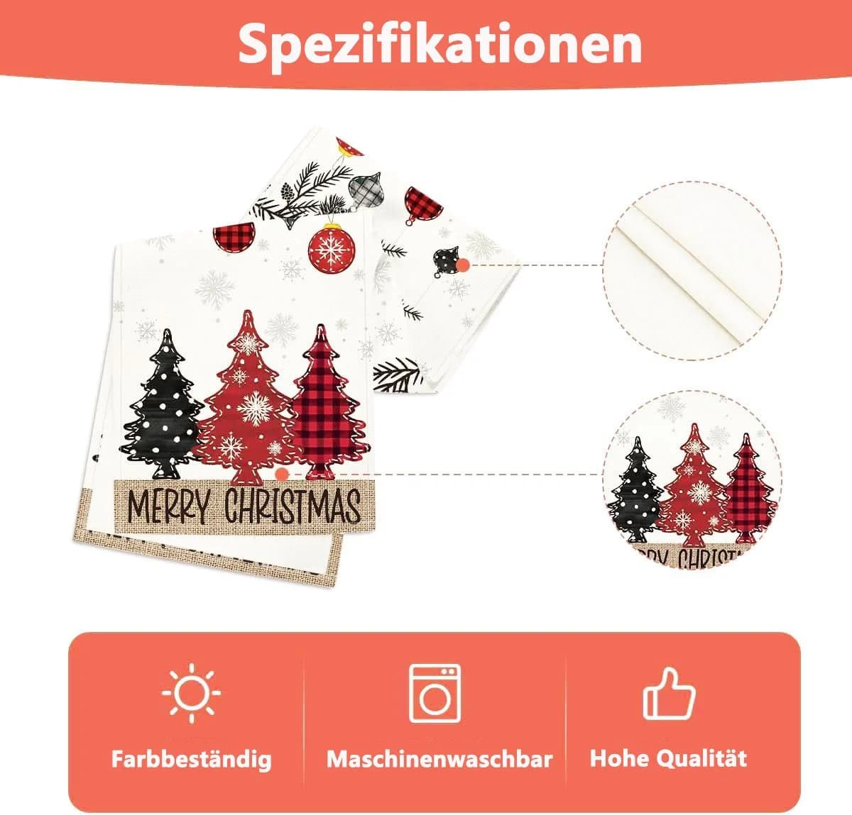 FOUORTUNATE-BEE Tischläufer Weihnachtsdeko Cremeweiß - Bild 3
