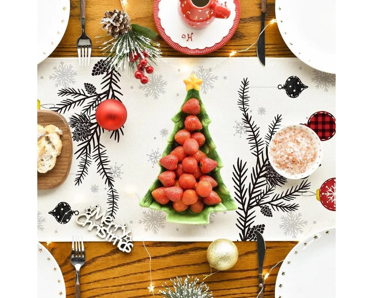 FOUORTUNATE-BEE Tischläufer Weihnachtsdeko Cremeweiß - Bild 4