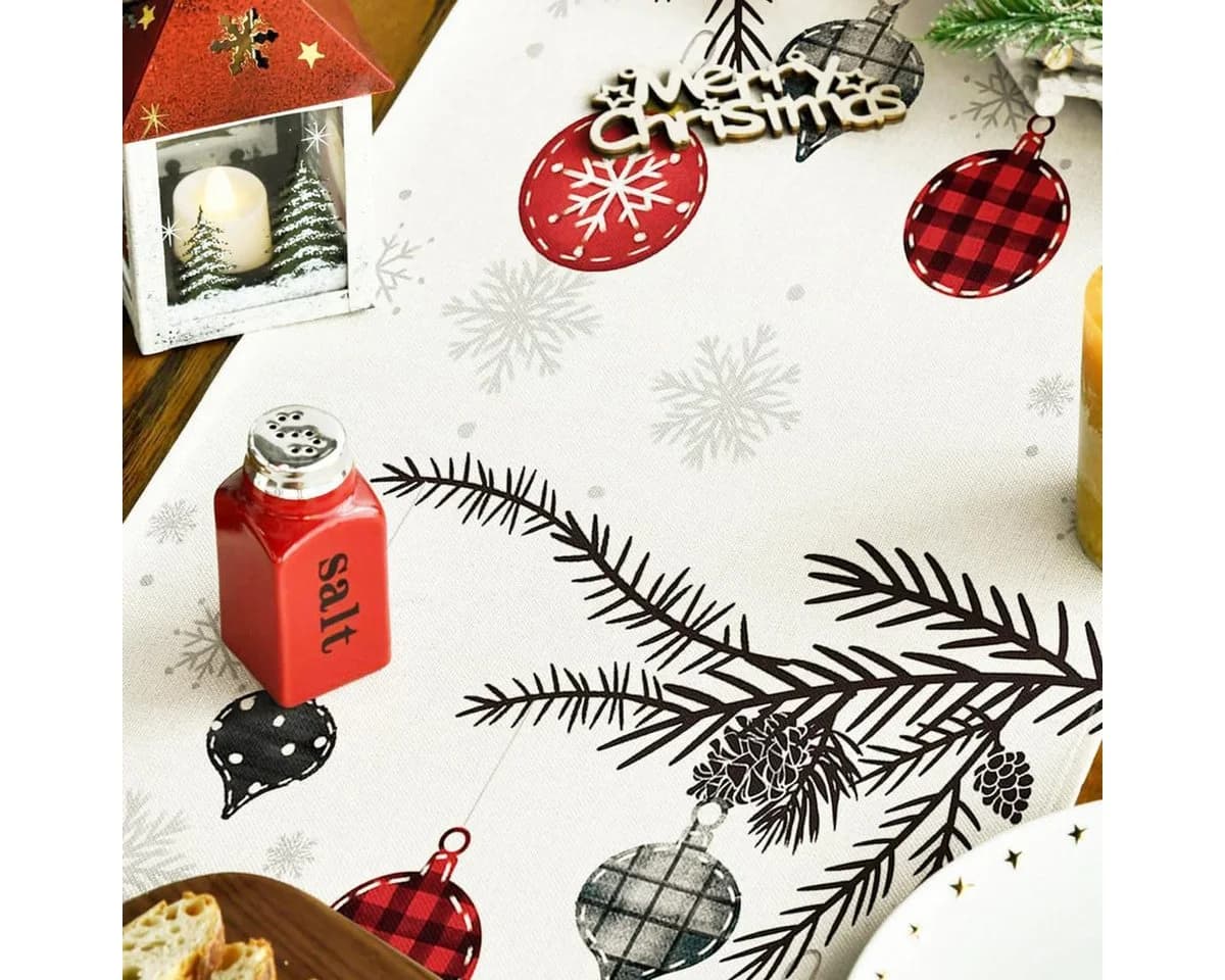 FOUORTUNATE-BEE Tischläufer Weihnachtsdeko Cremeweiß - Bild 5