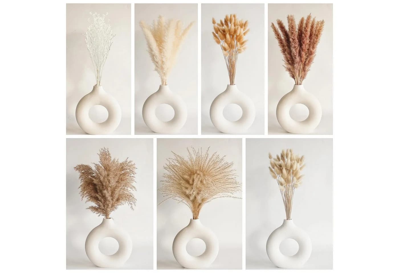 FOUORTUNATE-BEE Trockenblumen 128 Stück Pampasgras Beige Boho