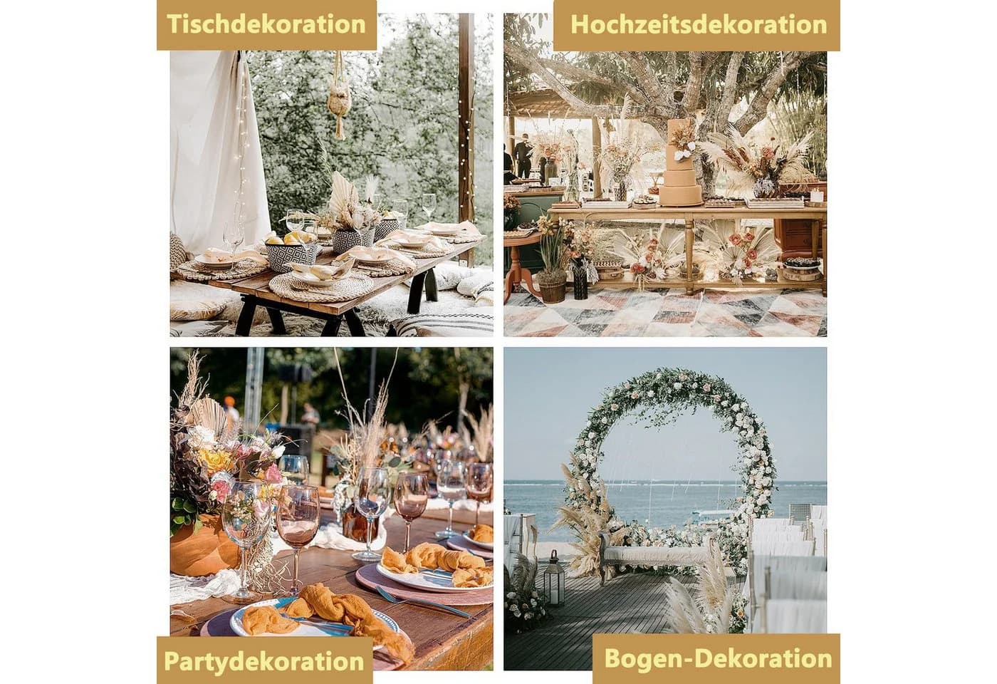 FOUORTUNATE-BEE Trockenblumen 128 Stück Pampasgras Beige Boho - Bild 5