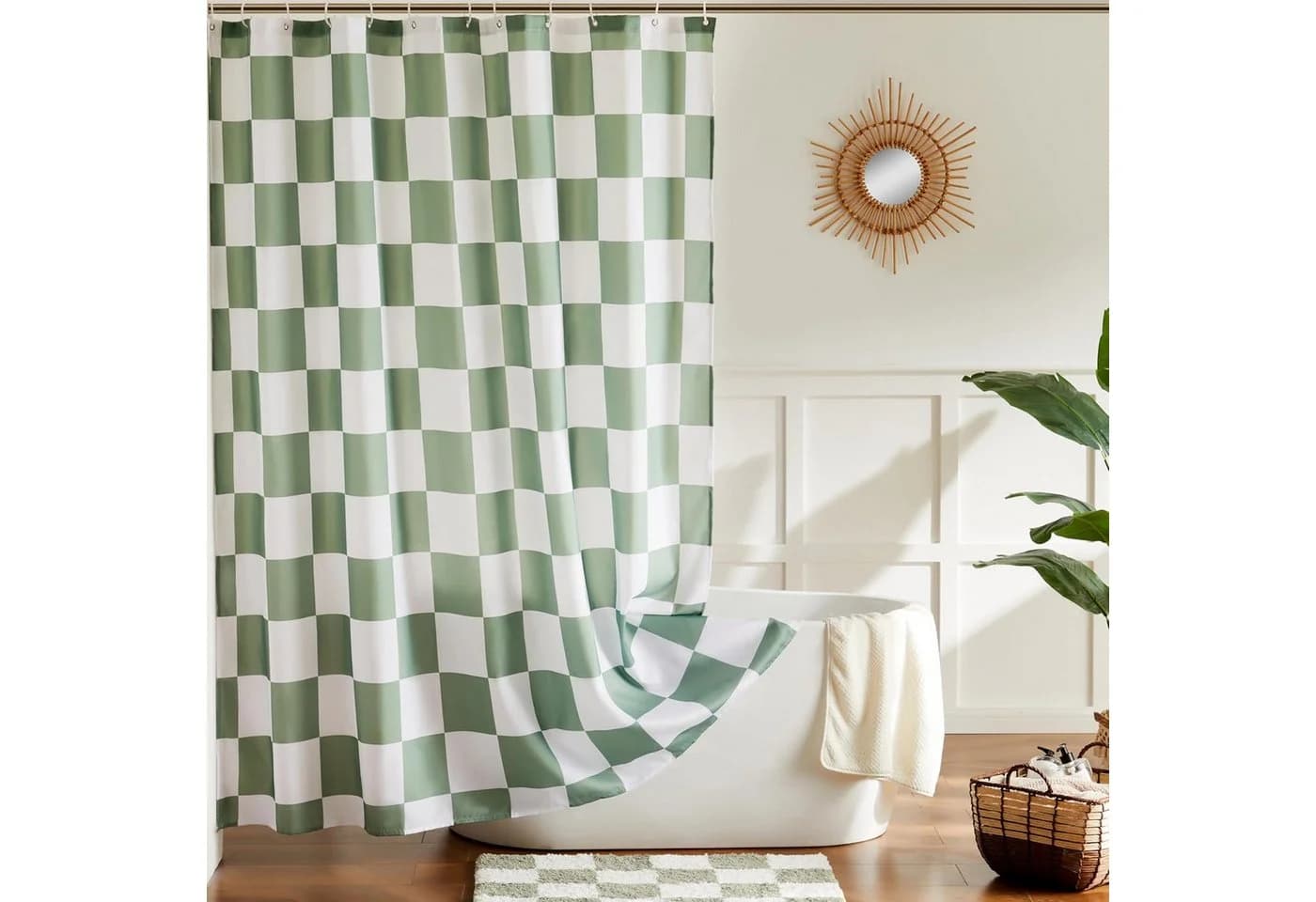 FOUORTUNATE-BEE Duschvorhang Kariert 180 cm