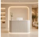 Muxing Empfangstheke Geschwungene mit Rillenfront und LED-Licht Beige Bild 3