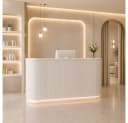 Muxing Empfangstheke Geschwungene mit Rillenfront und LED-Licht Beige Bild 4