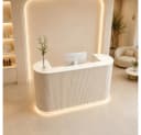 Muxing Empfangstheke Geschwungene mit Rillenfront und LED-Licht Beige Bild 5