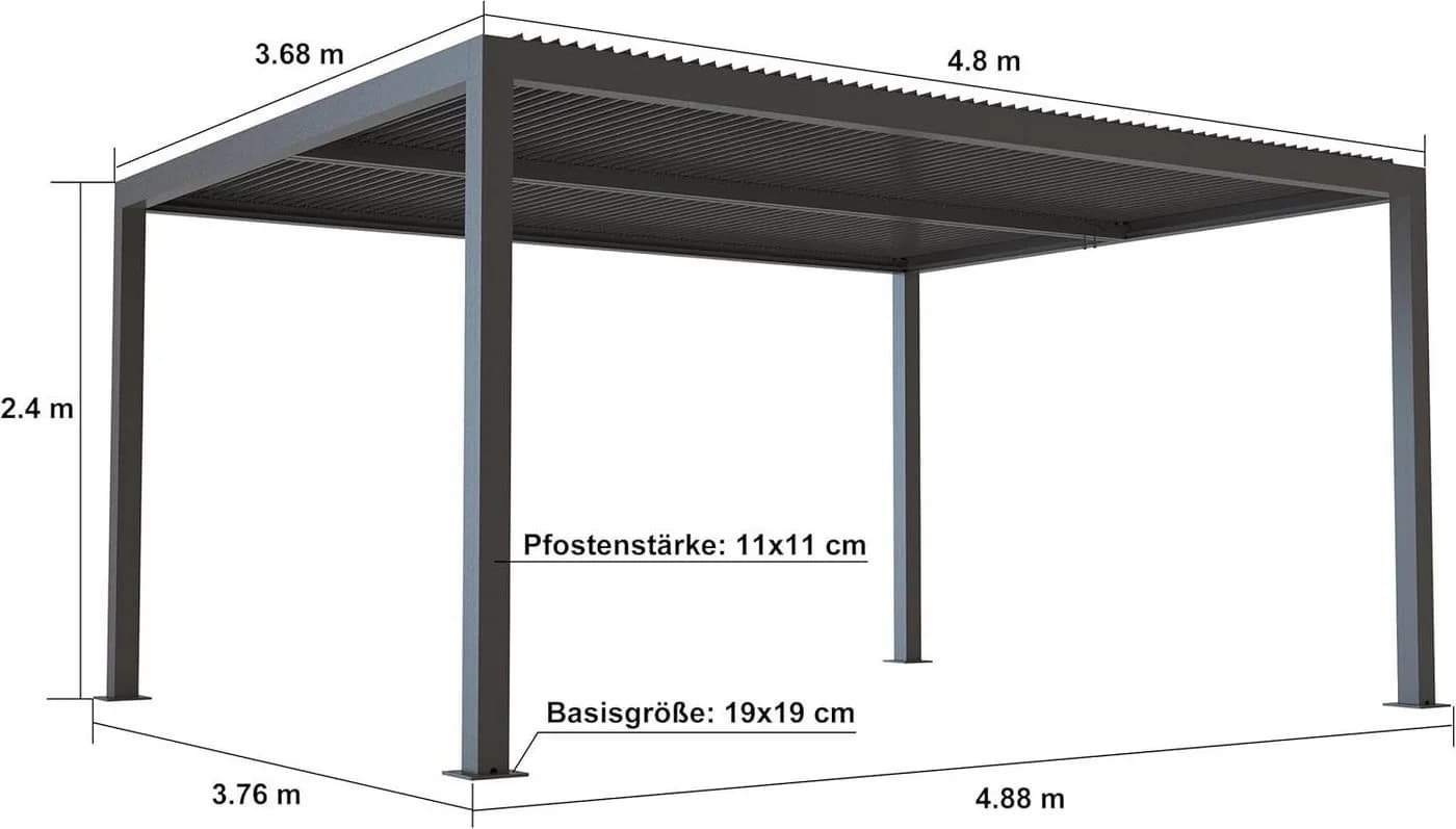 PURPLE LEAF Pergola mit Lamellendach & Sonnenrollo Grau - Bild 3