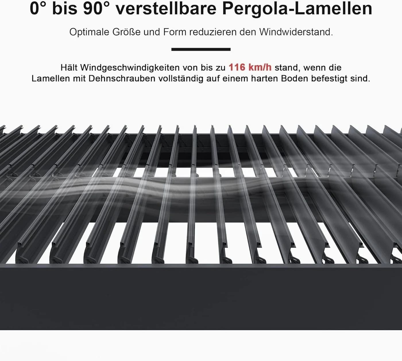PURPLE LEAF Pergola mit Lamellendach & Sonnenrollo Grau - Bild 5