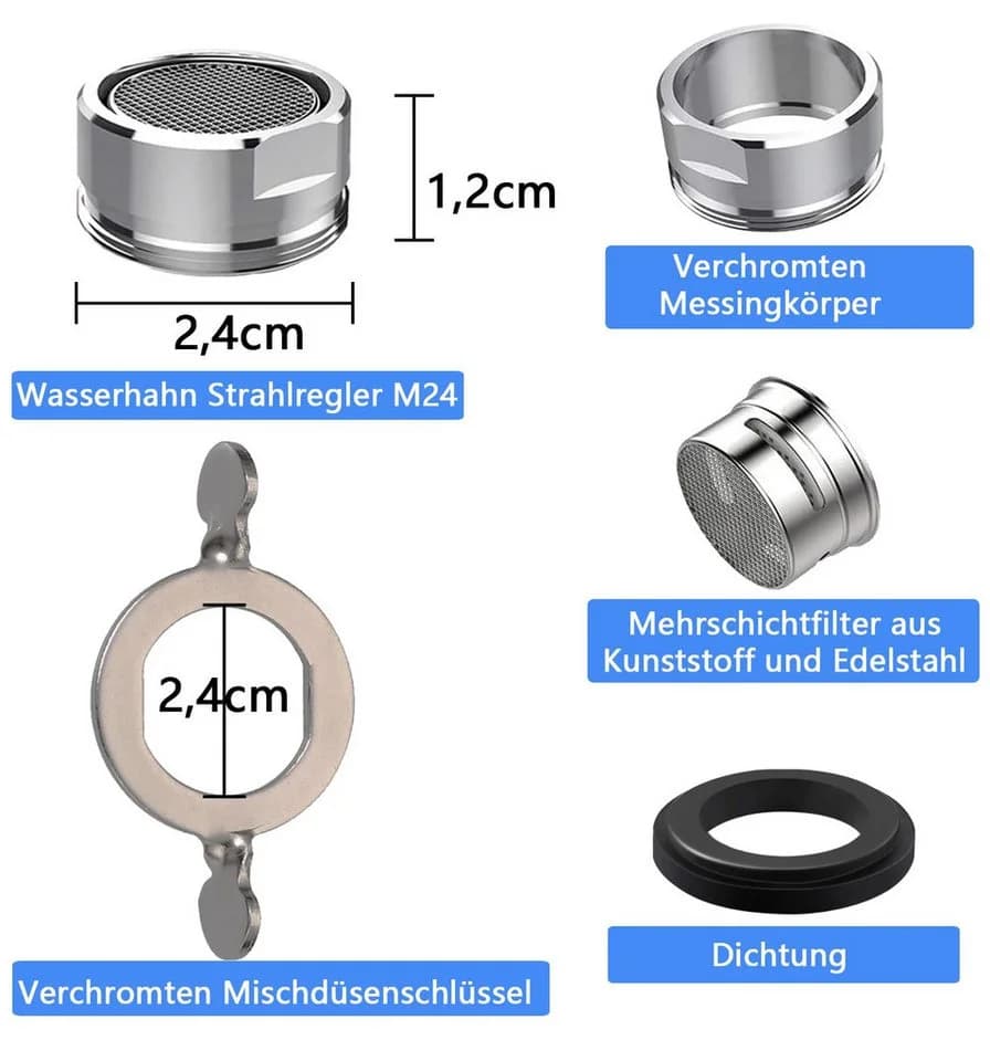 FOUORTUNATE-BEE Strahlregler Wasserhahn Sieb M24, 10 Stück - Bild 5
