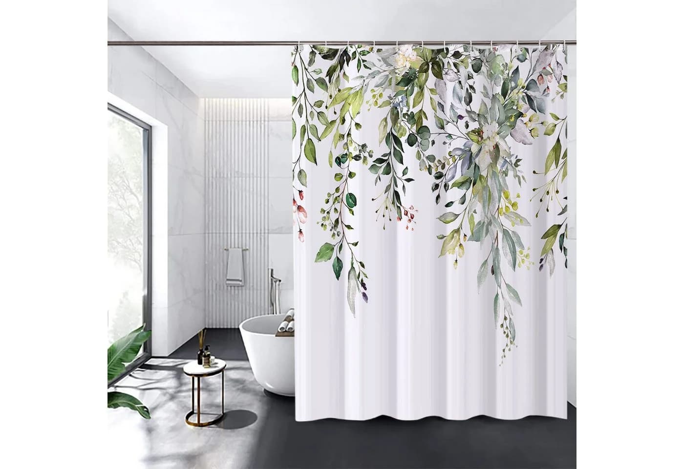 FOUORTUNATE-BEE Duschvorhang Blumen Polyester 180 cm