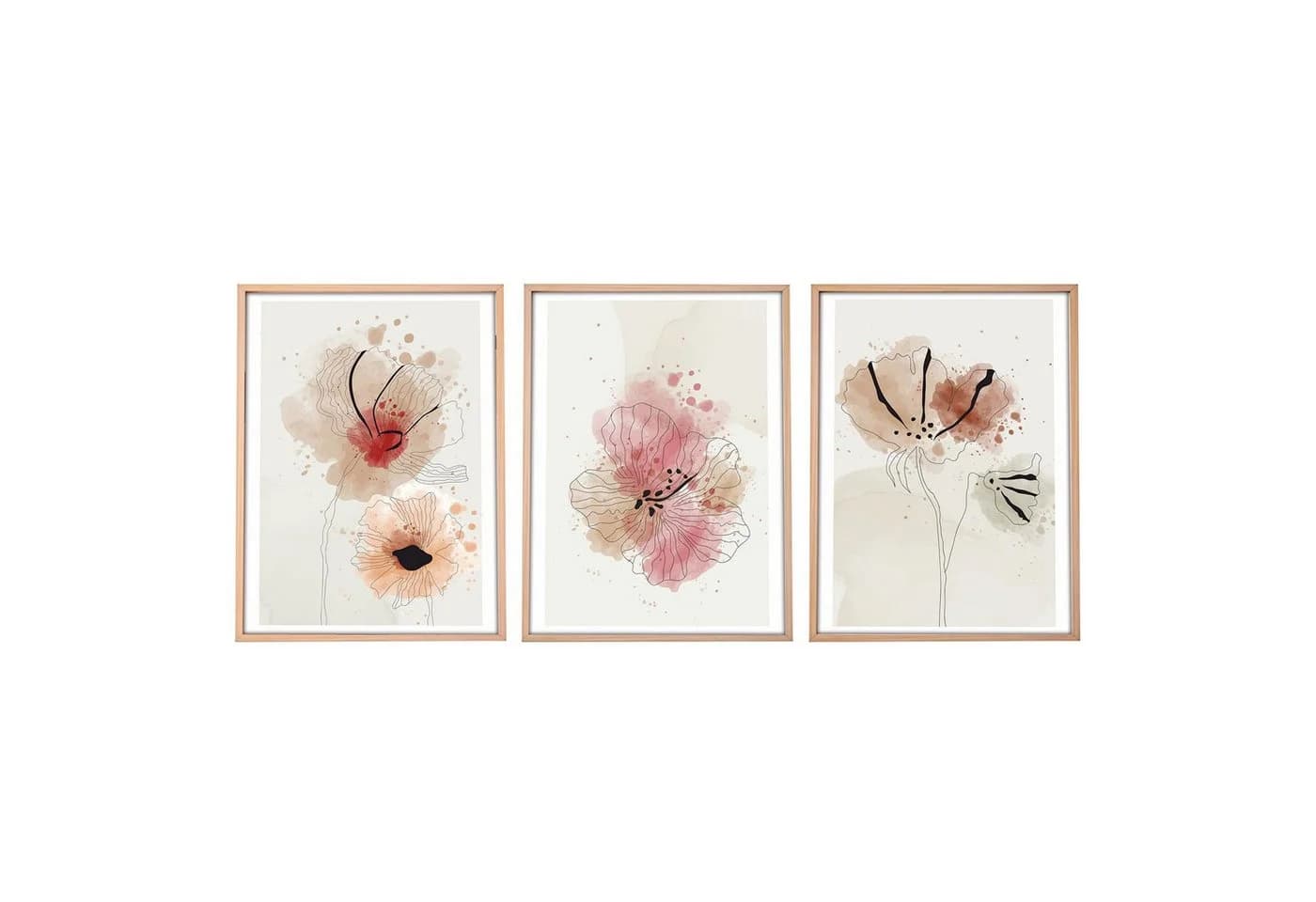 Wallity 3-teiliges gerahmtes Wandbild MDF Massivholz 50x70 cm - Bild 2