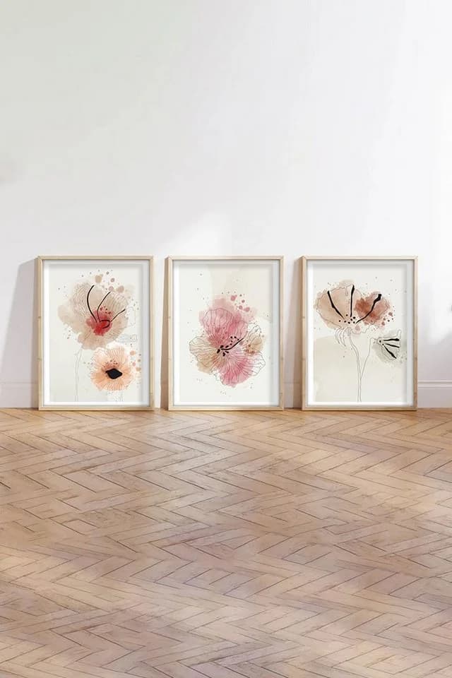 Wallity 3-teiliges gerahmtes Wandbild MDF Massivholz 50x70 cm - Bild 5