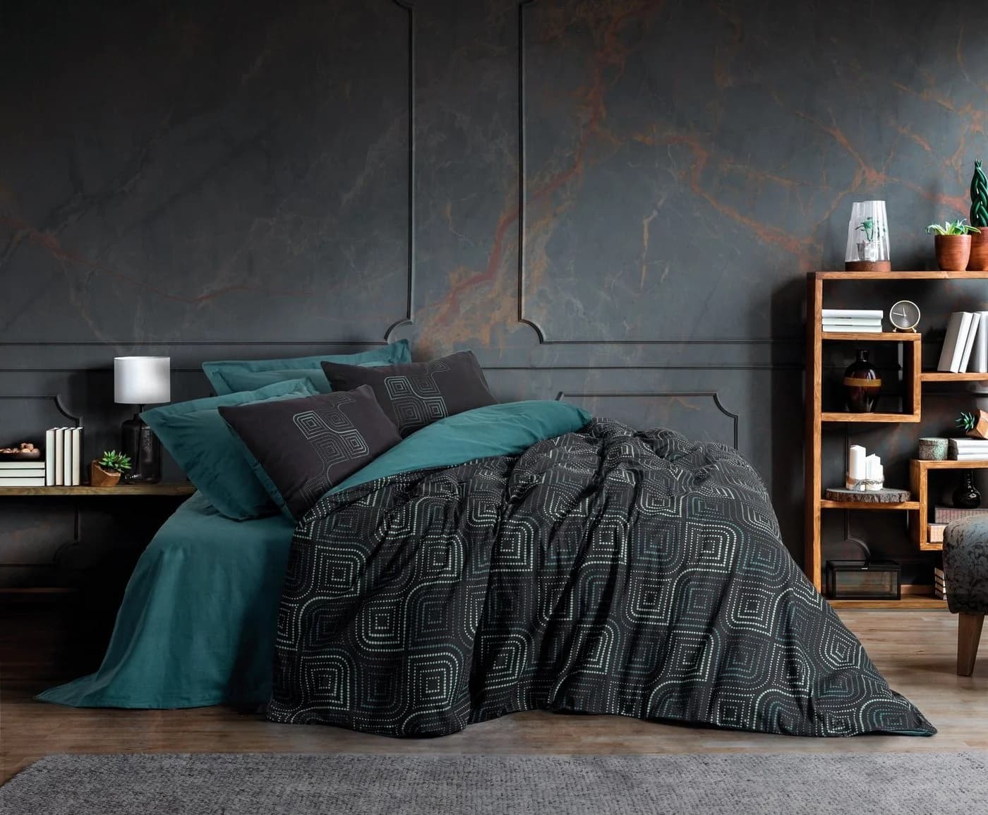 L'Essentiel Maison Bettwäsche Set Relax Petrol Blau, Ranforce, 2 teilig, 100% Baumwolle - Bild 2